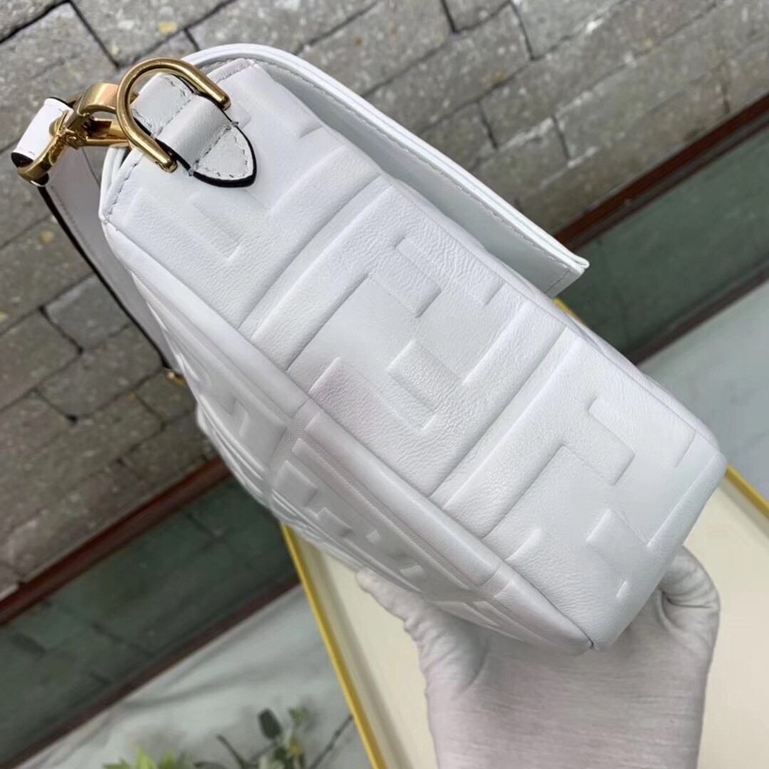 F**di white ff motif large baguette bag