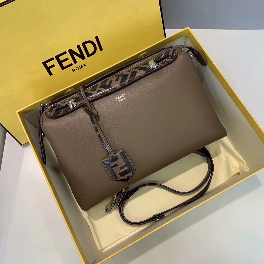 F**di khaki by the way medium bag with ff handles