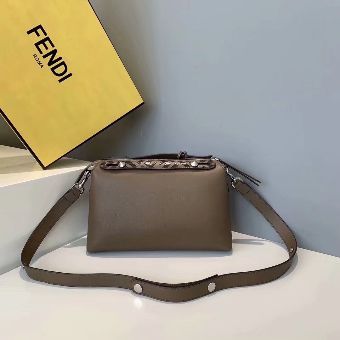 F**di khaki by the way medium bag with ff handles