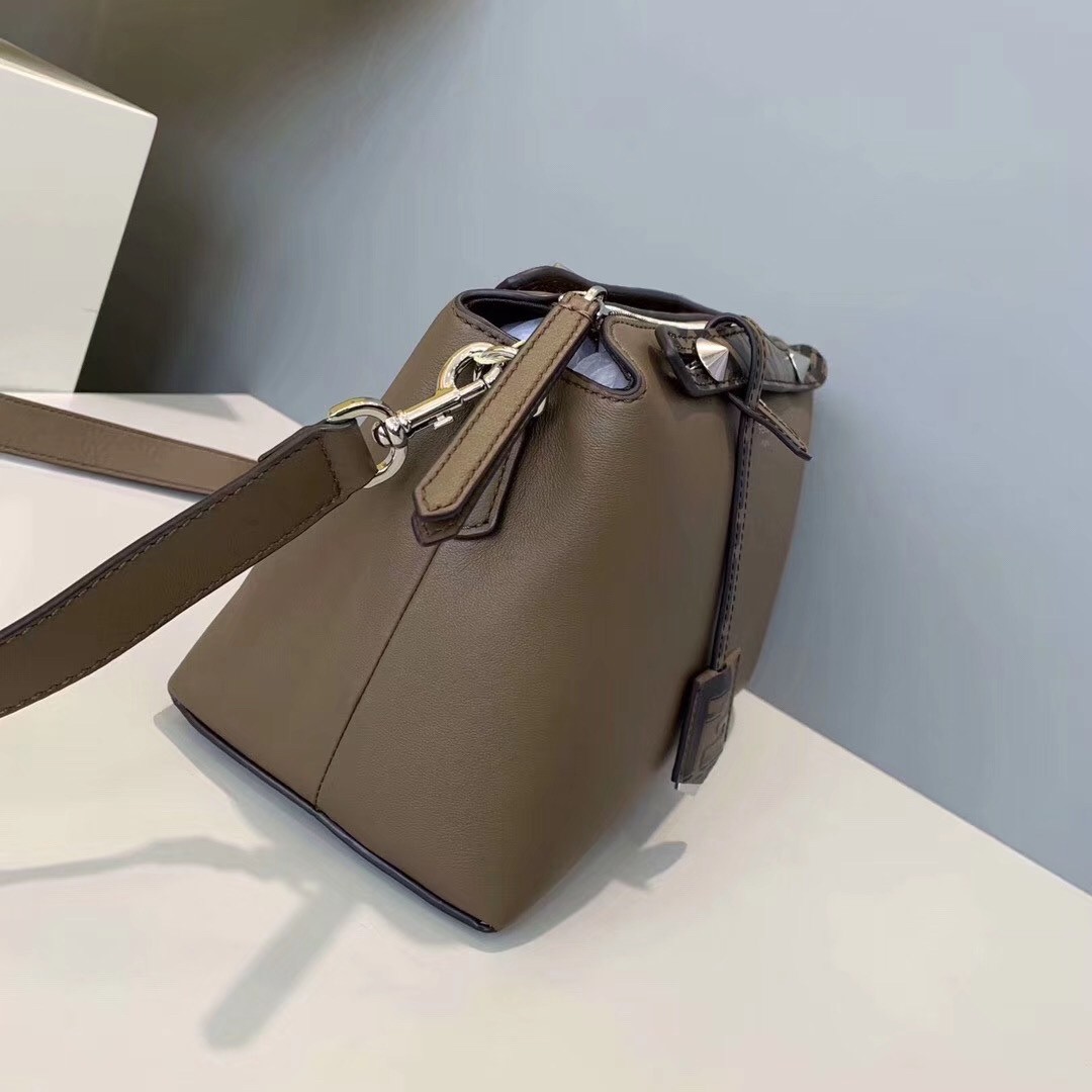F**di khaki by the way medium bag with ff handles