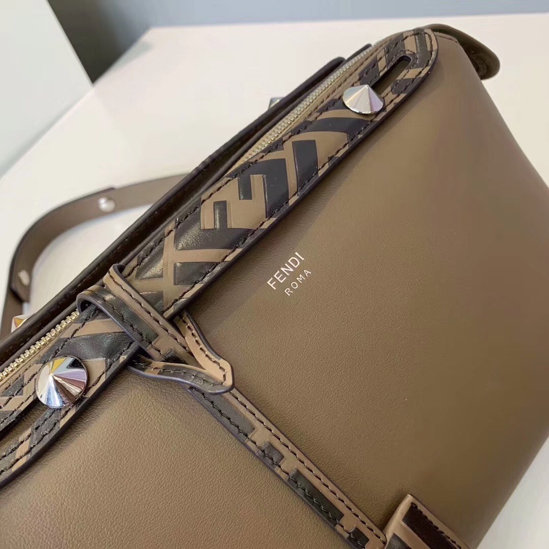F**di khaki by the way medium bag with ff handles