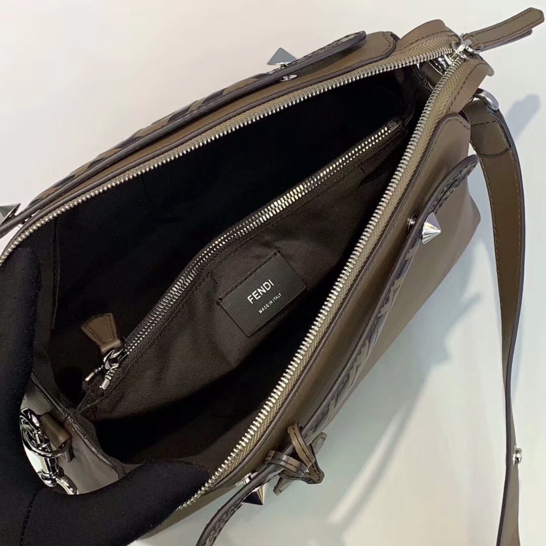 F**di khaki by the way medium bag with ff handles