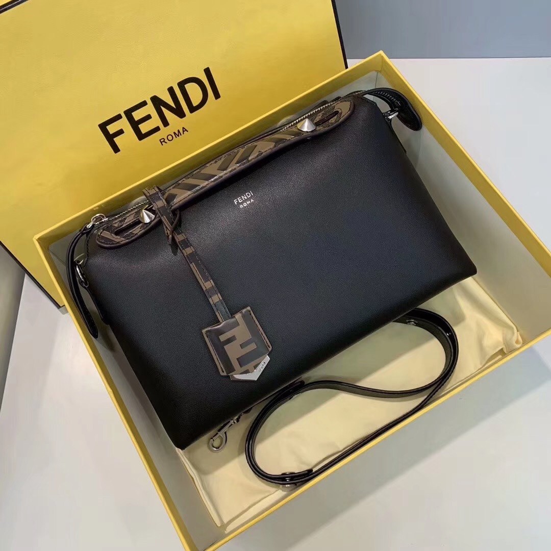 F**di black by the way medium bag with ff handles