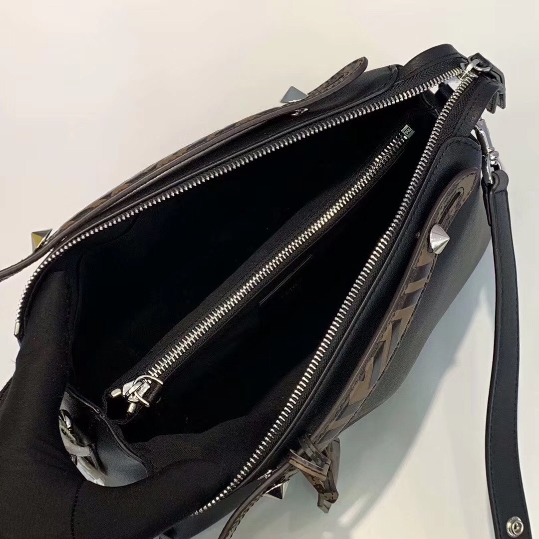 F**di black by the way medium bag with ff handles