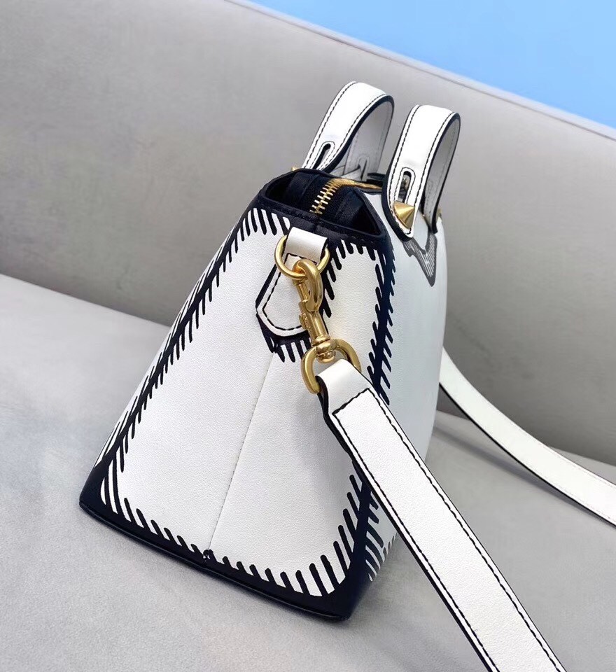 F**di by the way medium bag in white printed leather