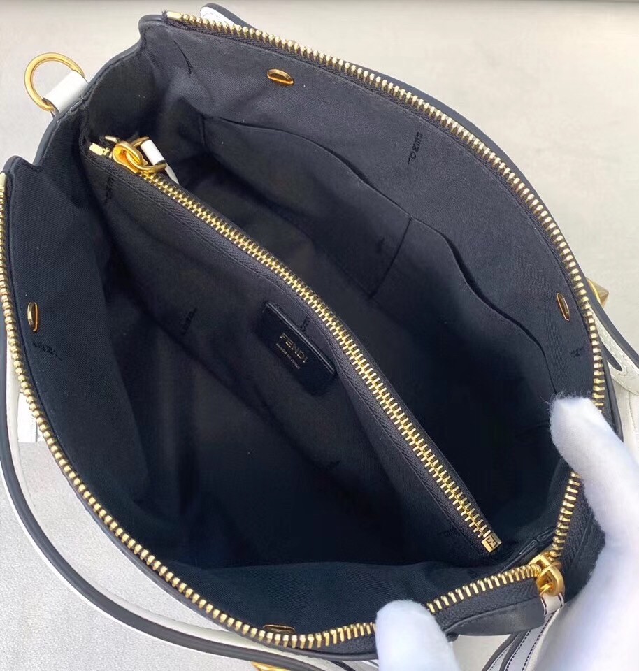 F**di by the way medium bag in white printed leather