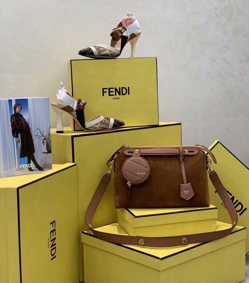 F**di by the way medium bag in brown suede
