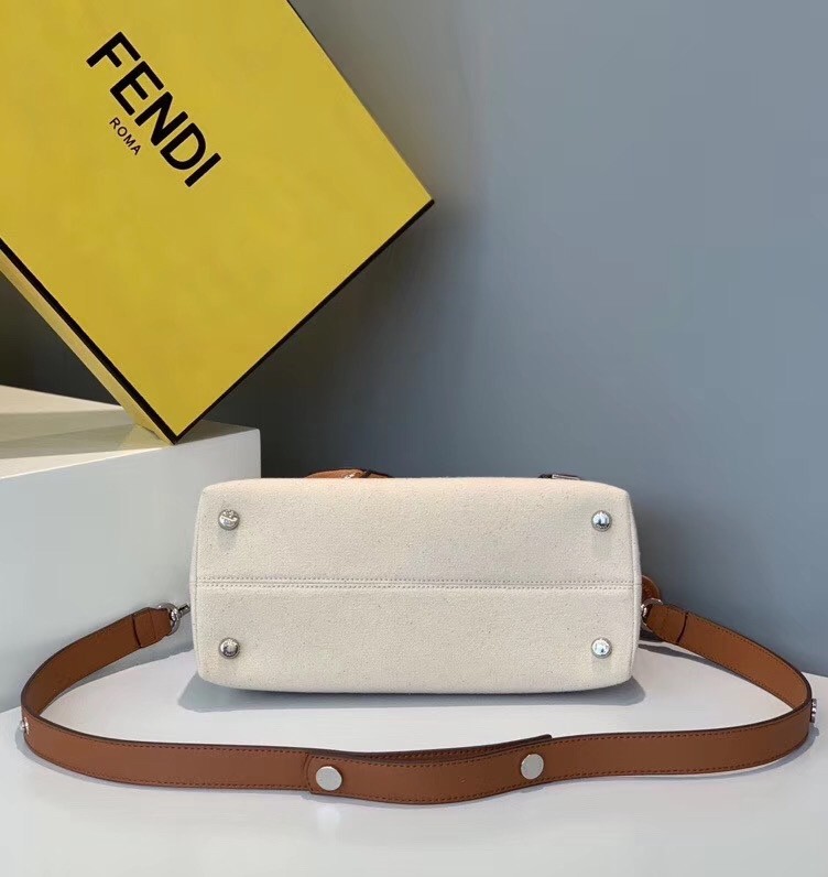 F**di by the way medium bag in canvas with tan leather