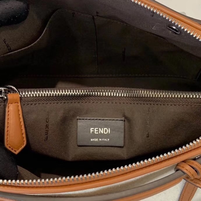 F**di by the way medium bag in canvas with tan leather