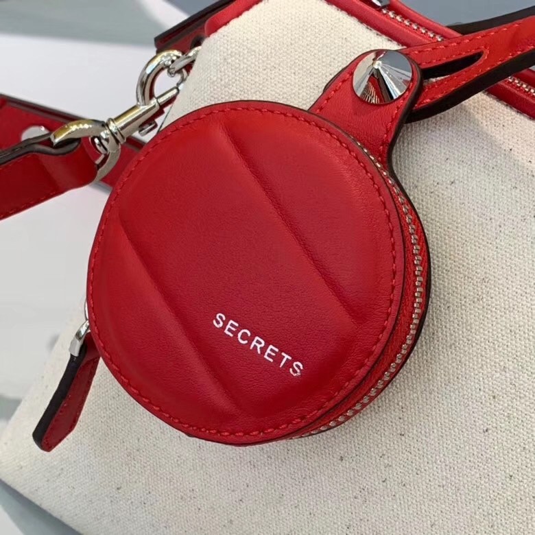 F**di by the way medium bag in canvas with red leather