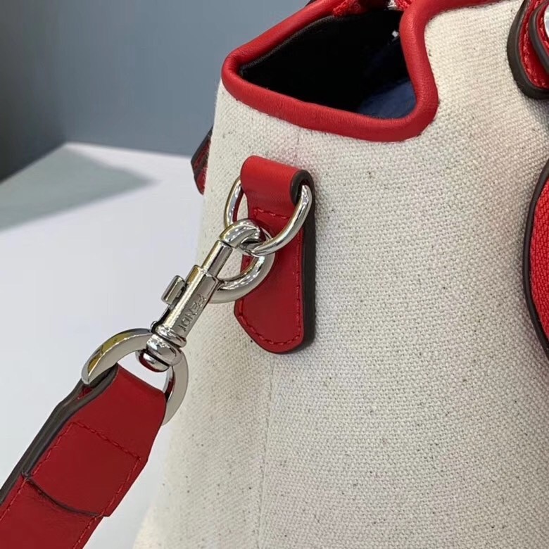 F**di by the way medium bag in canvas with red leather