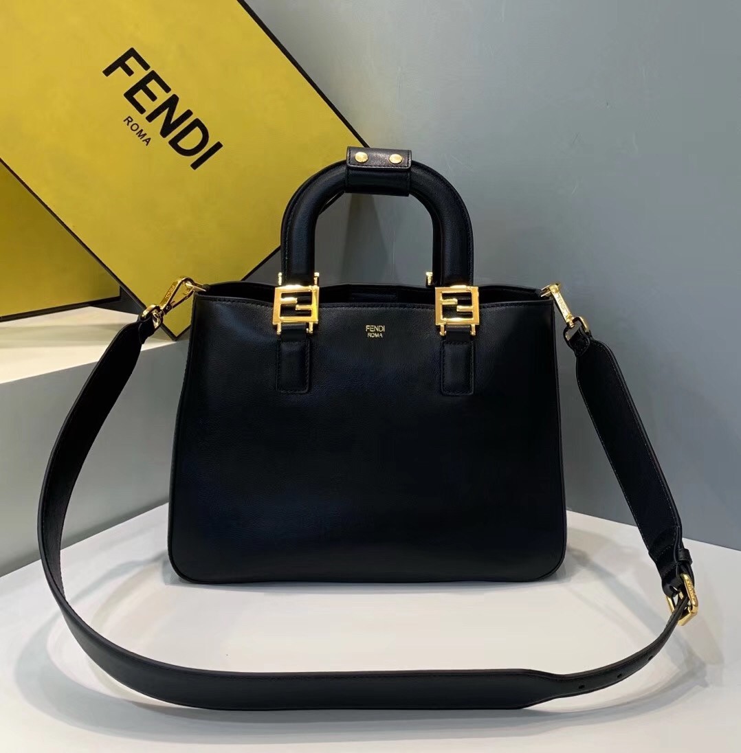 F**di ff tote small bag in black calfskin