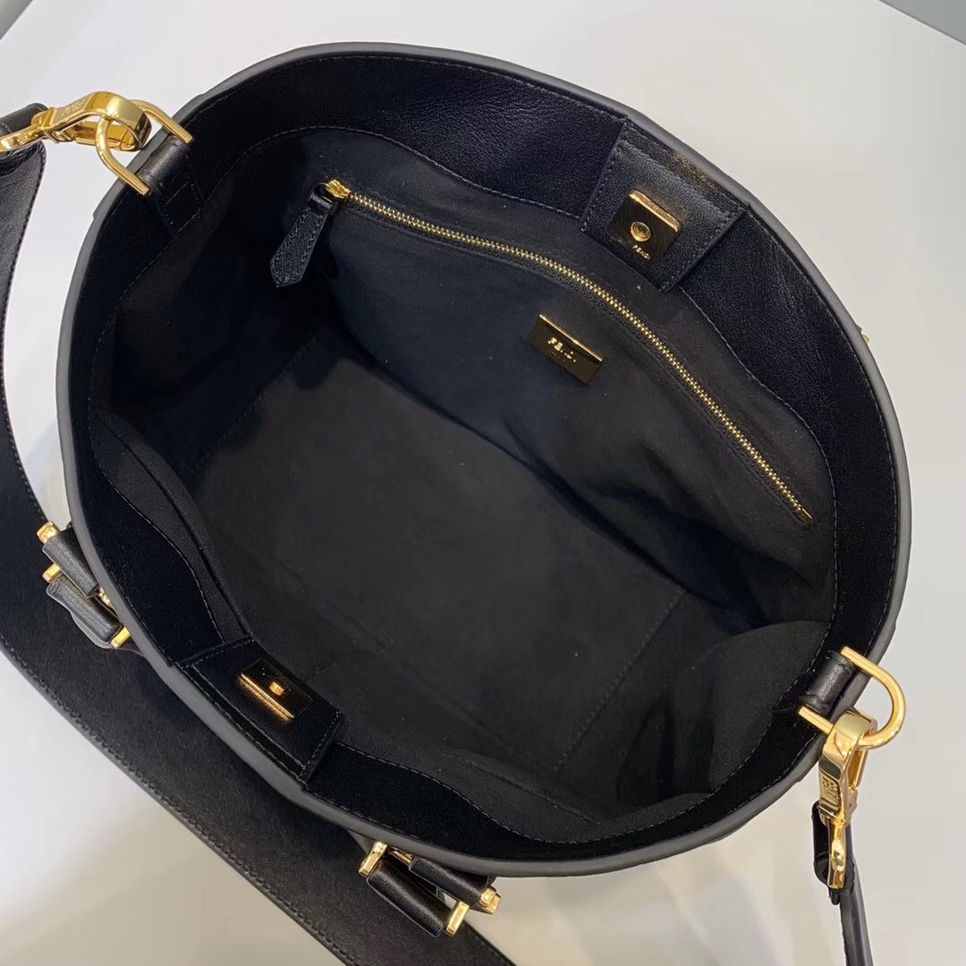F**di ff tote small bag in black calfskin