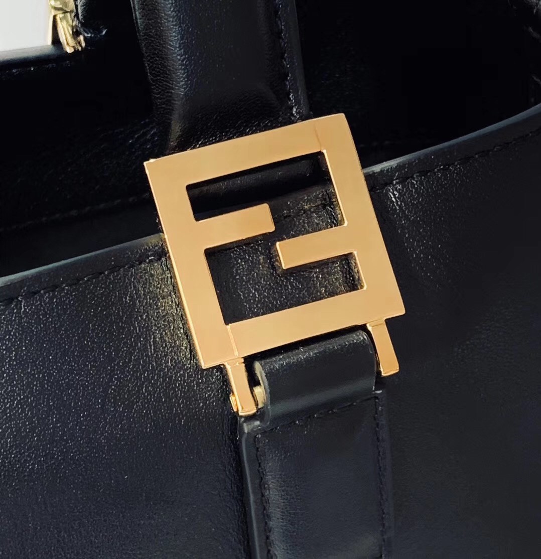 F**di ff tote small bag in black calfskin