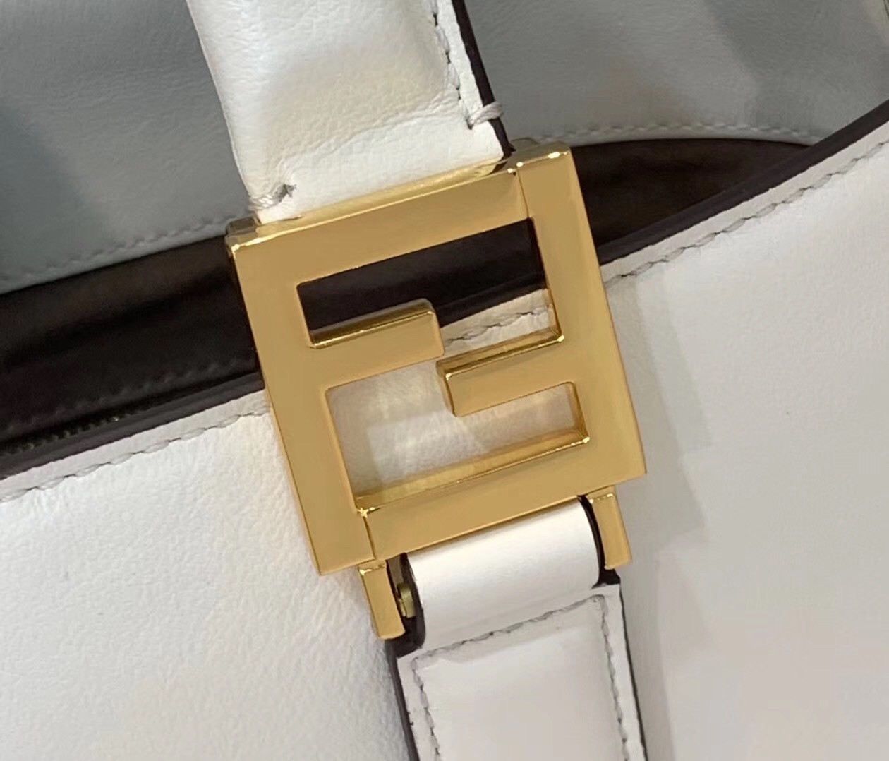 F**di ff tote small bag in white calfskin