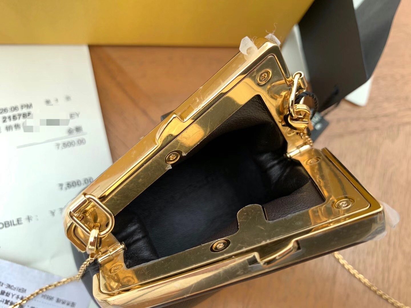 F**di first nano charm bag in black nappa leather