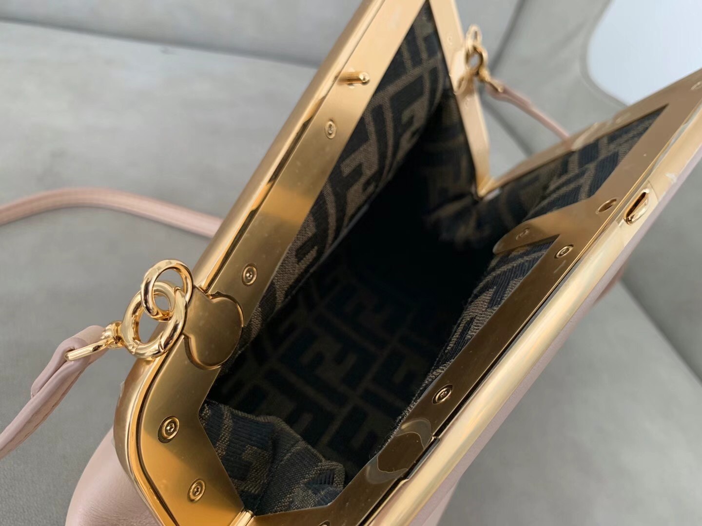 F**di small first bag in beige nappa leather