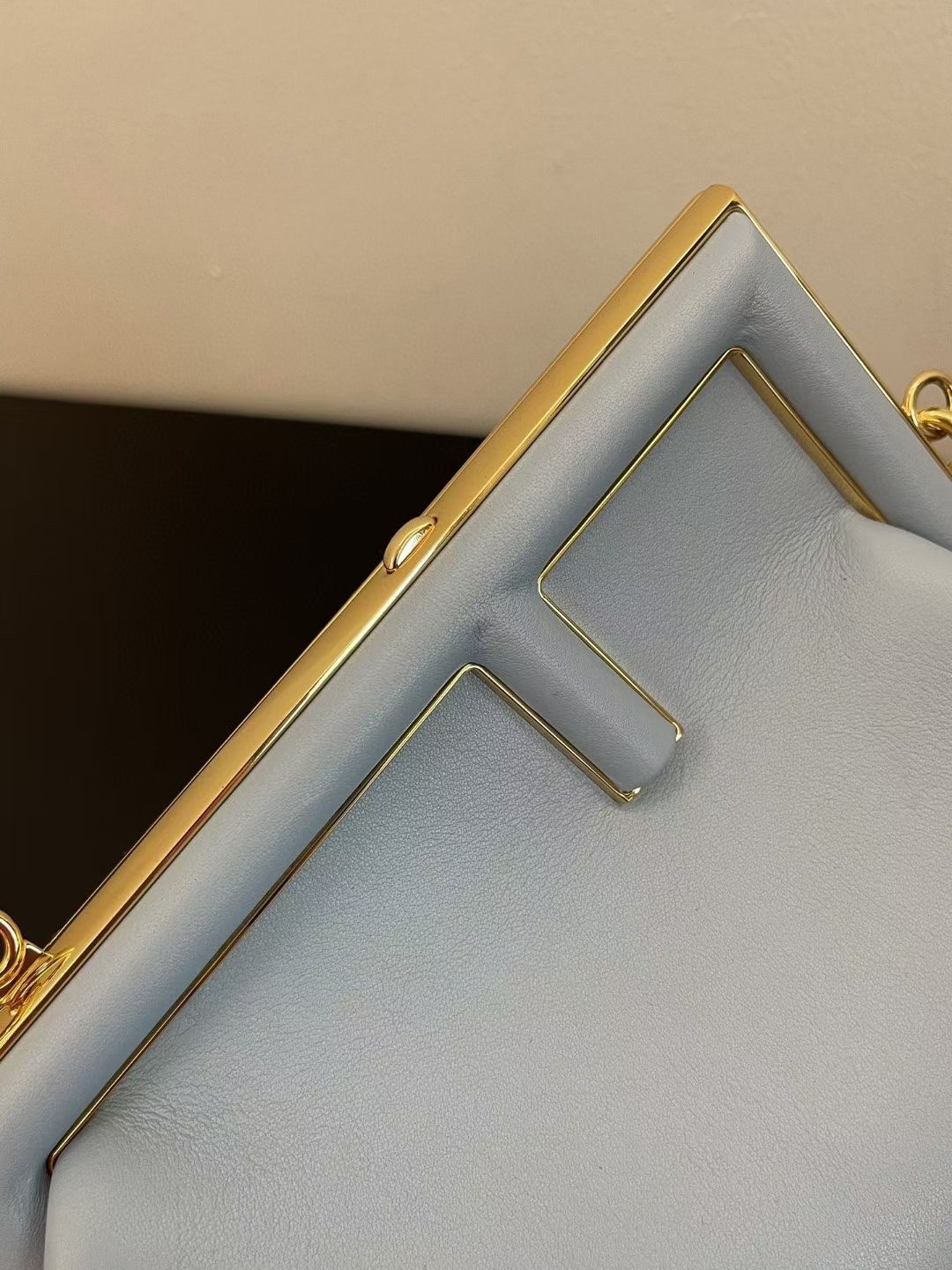 F**di small first bag in light blue nappa leather