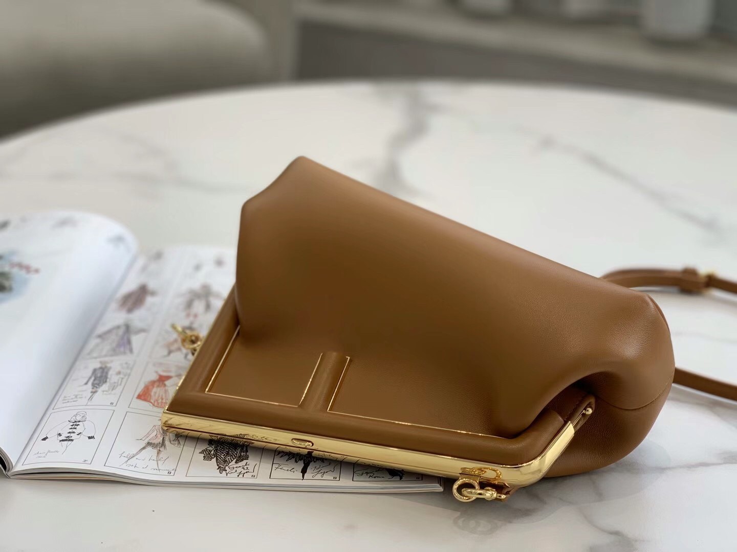 F**di first small bag in brown nappa leather