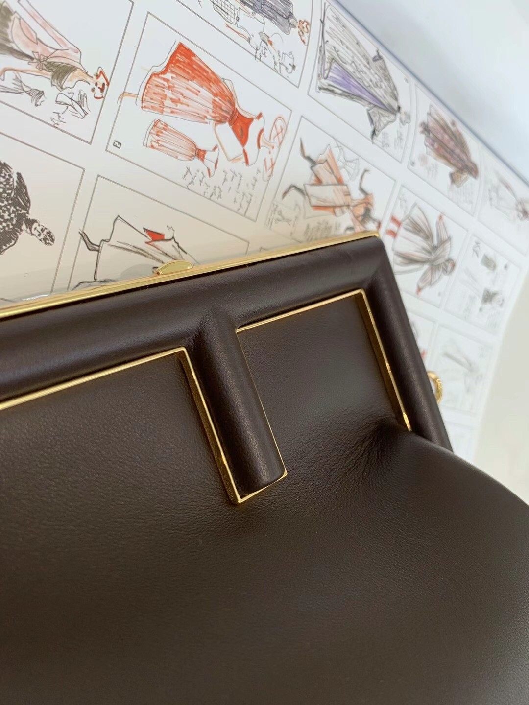 F**di first small bag in chocolate nappa leather