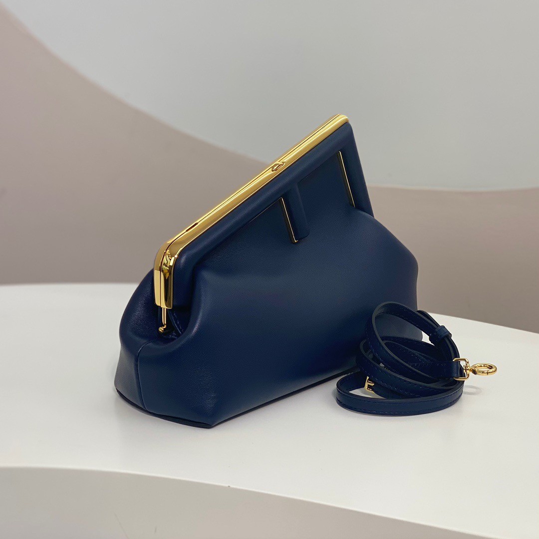 F**di first small bag in dark blue nappa leather