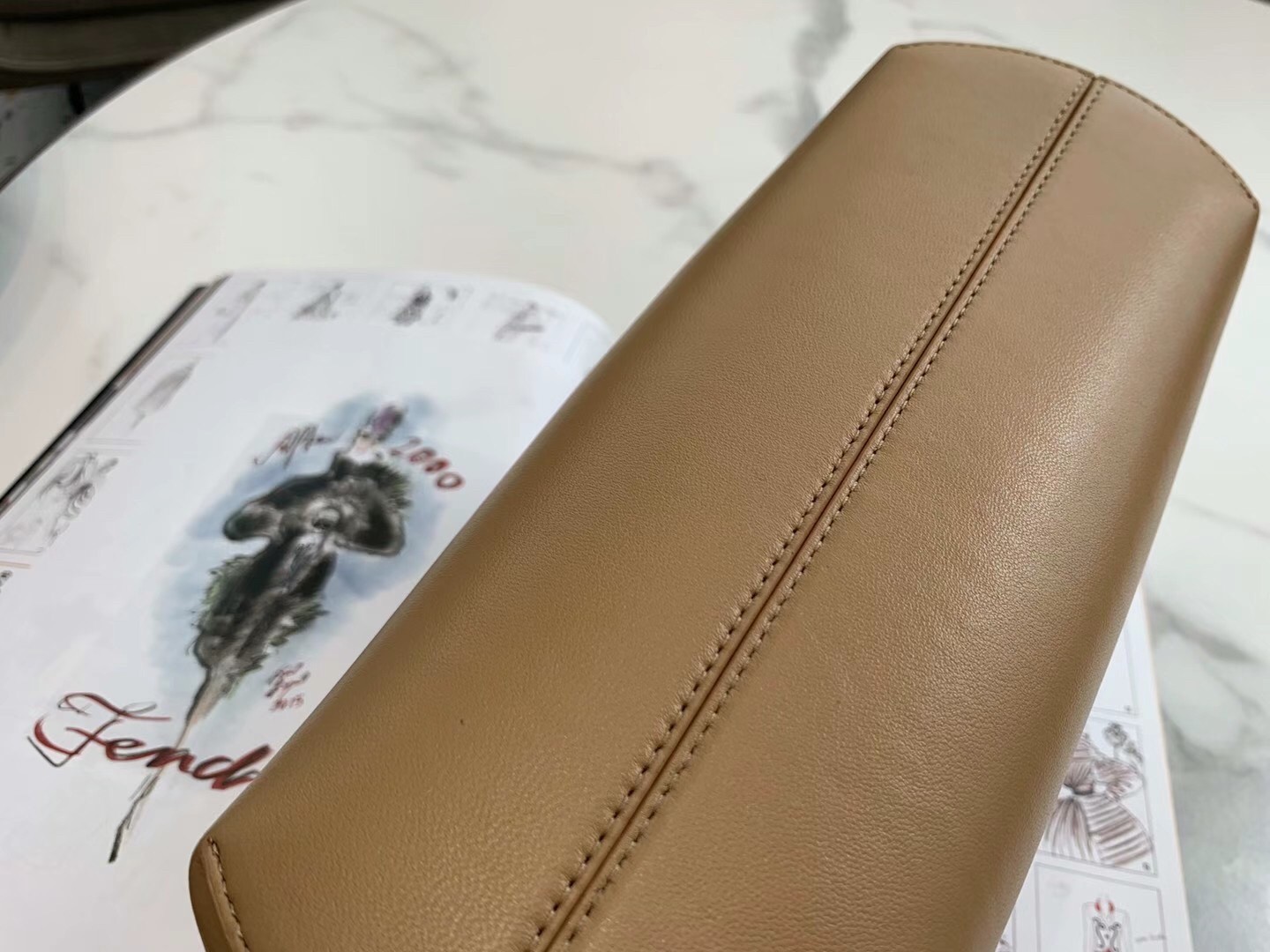 F**di first small bag in beige nappa leather