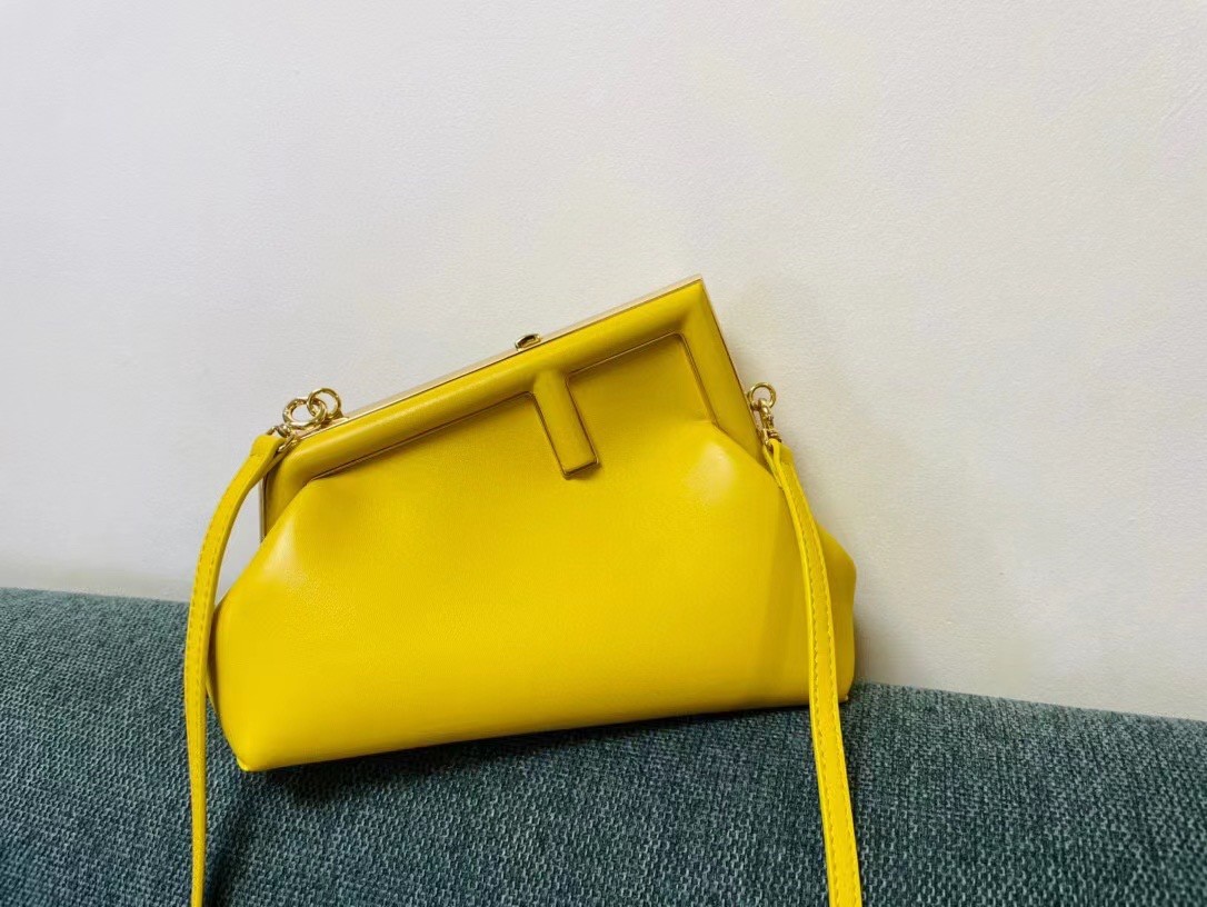 F**di small first bag in yellow nappa leather