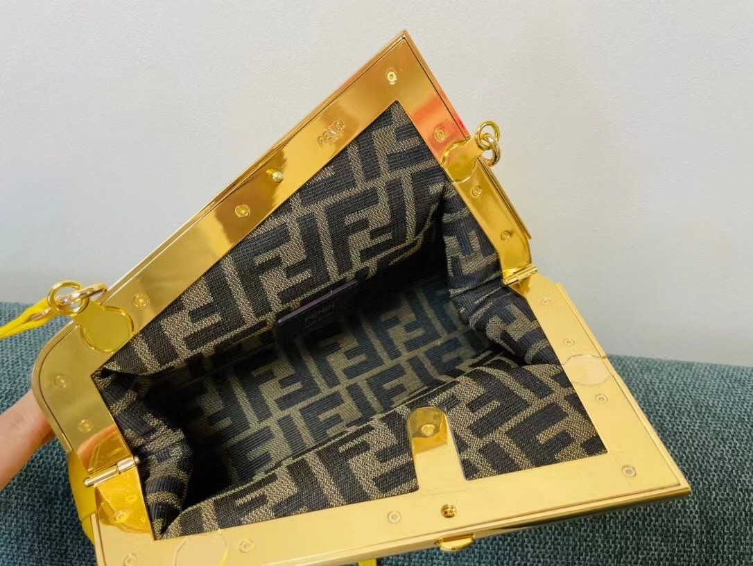 F**di small first bag in yellow nappa leather