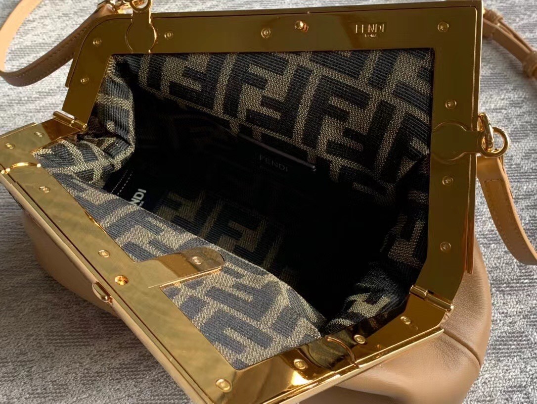 F**di small first bag in camel leather with python f