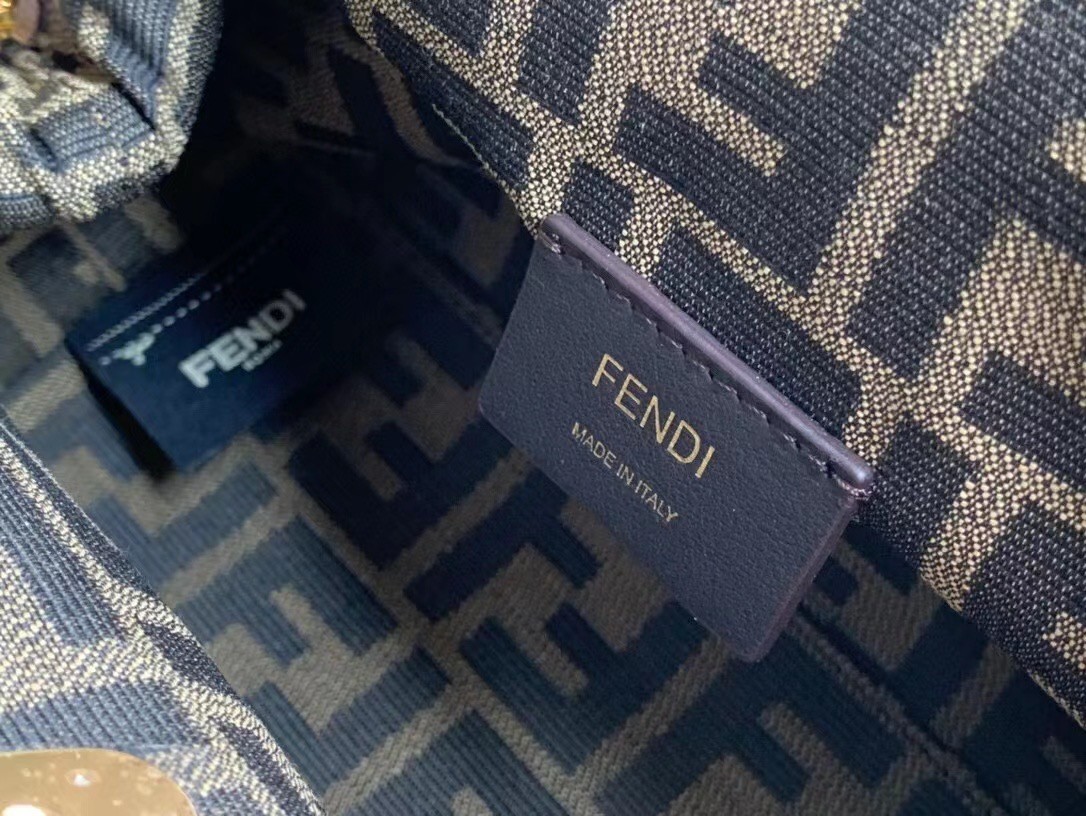 F**di small first bag in camel leather with python f