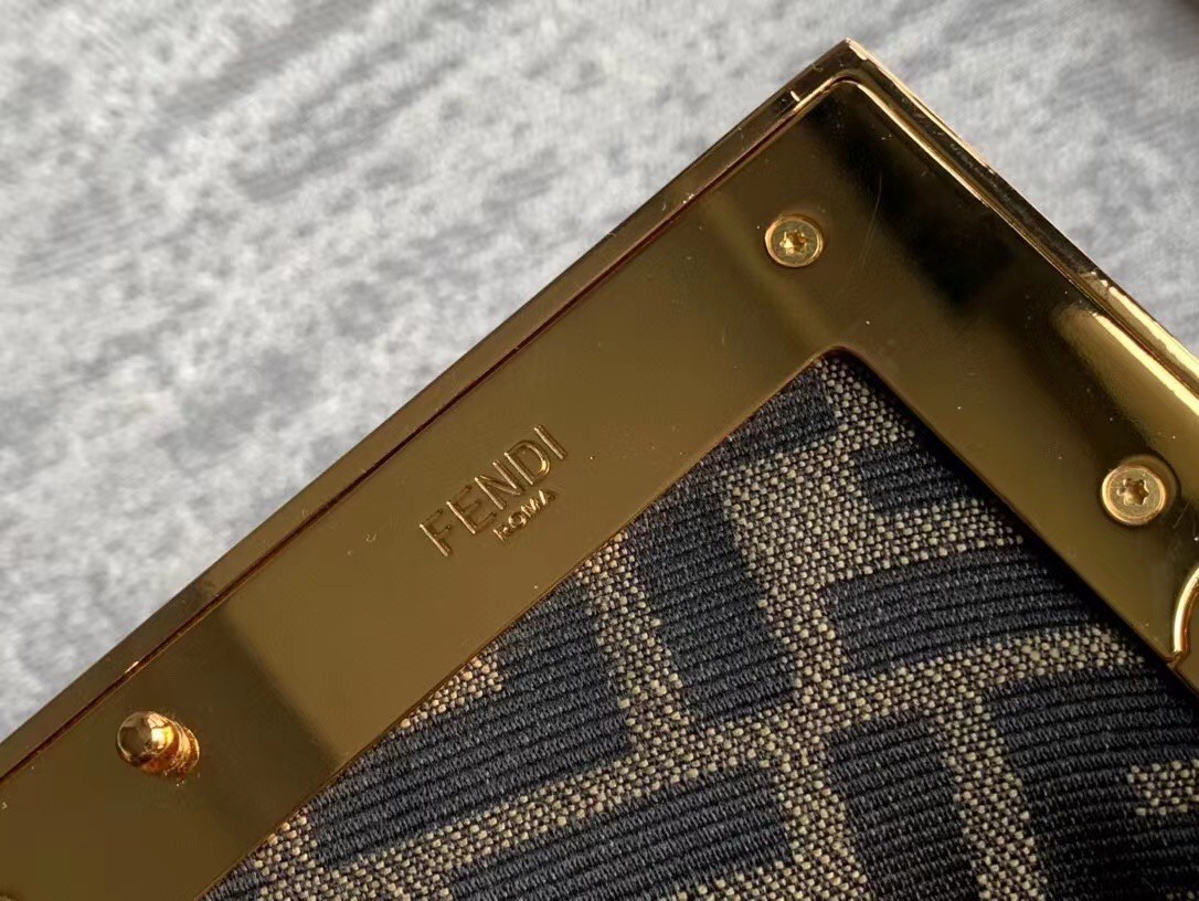F**di small first bag in camel leather with python f