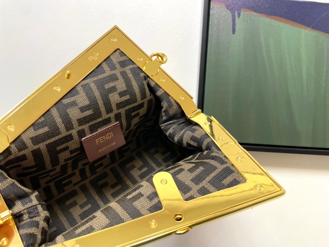 F**di first small bag in black nappa leather with python f