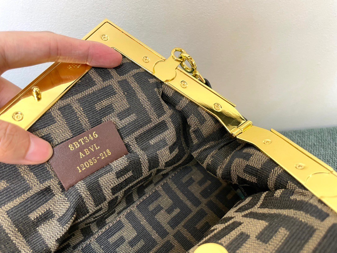 F**di first small bag in black nappa leather with python f