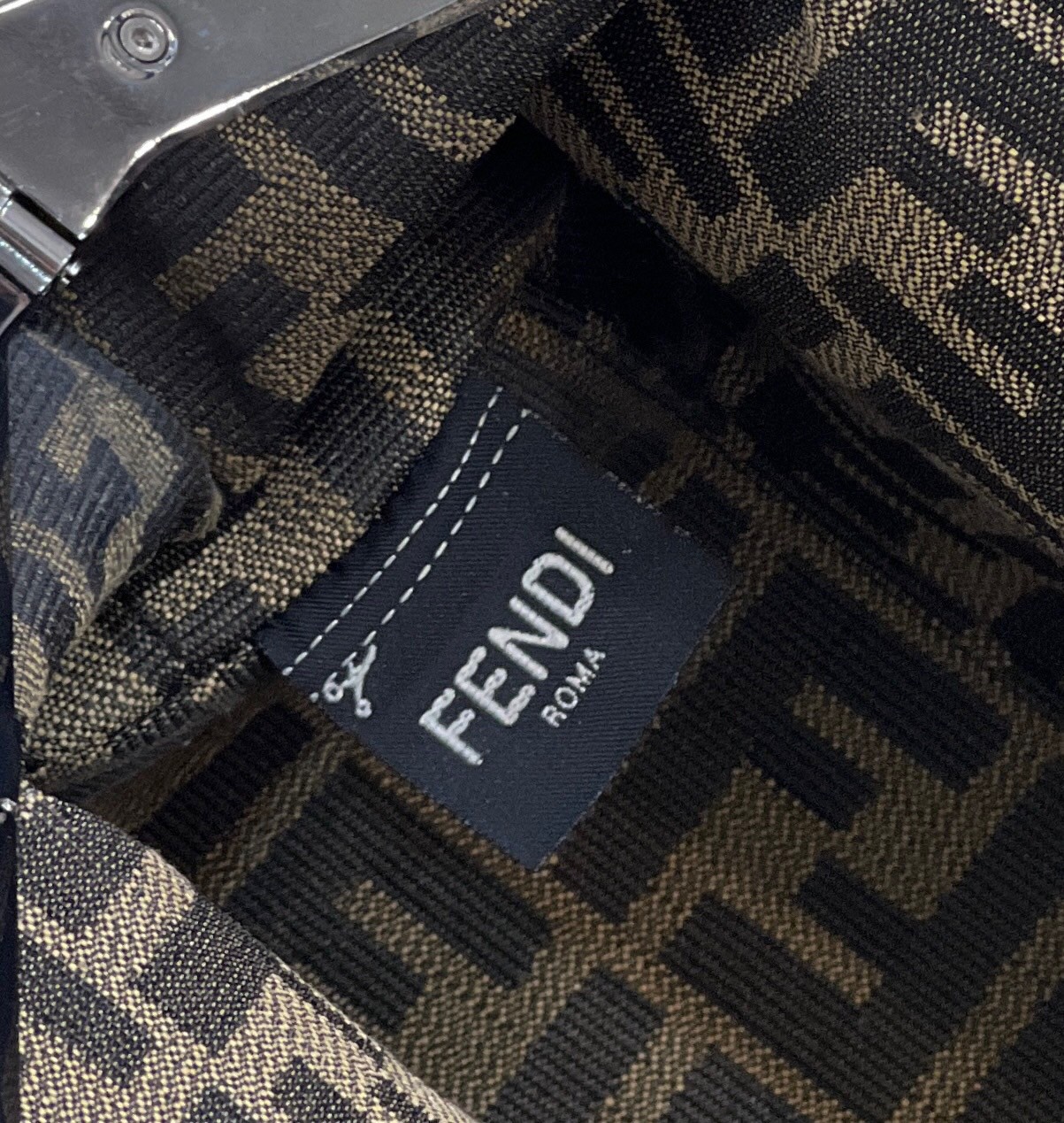 F**di first small bag in silver laminated leather