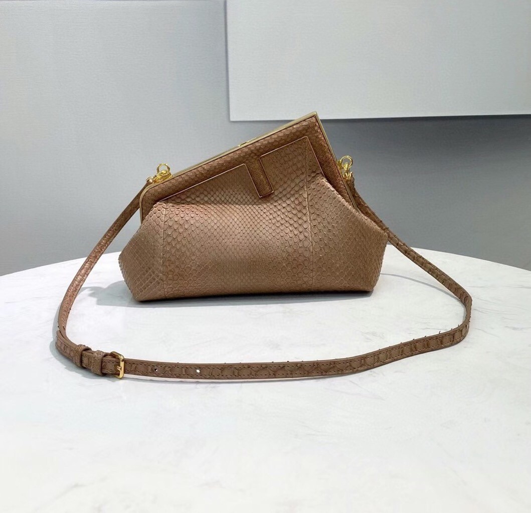F**di small first bag in beige python leather