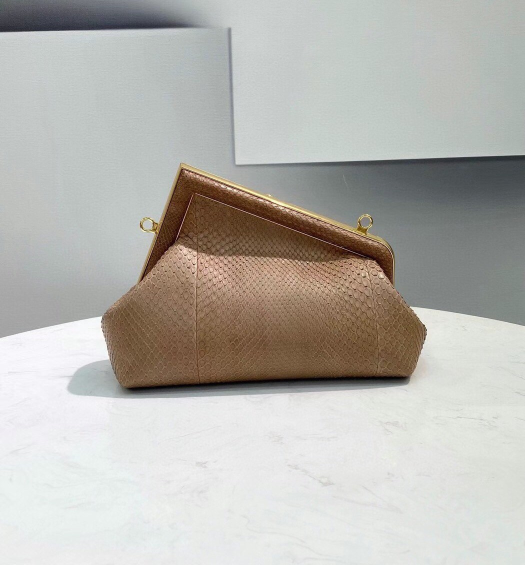 F**di small first bag in beige python leather