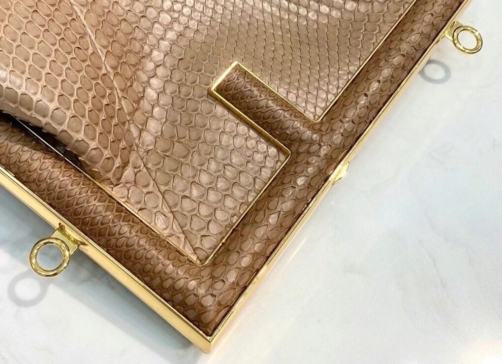 F**di small first bag in beige python leather