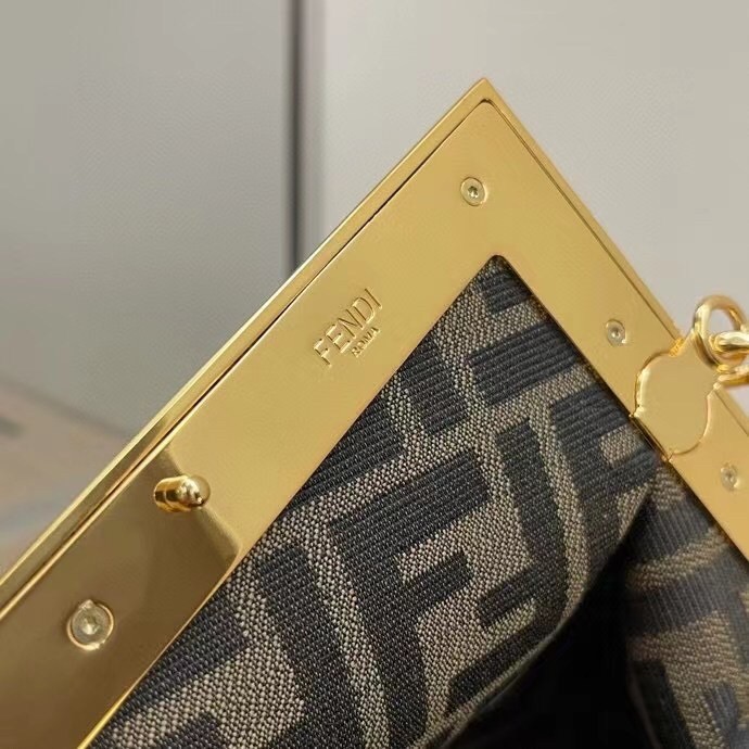 F**di small first bag in dark brown python leather