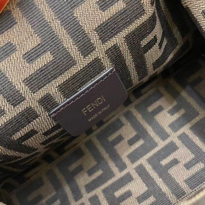F**di small first bag in dark brown python leather
