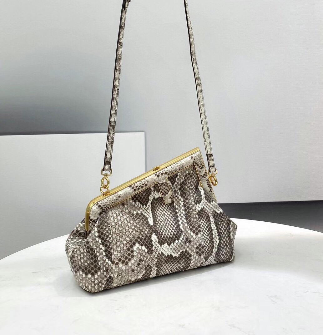 F**di small first bag in natural python leather