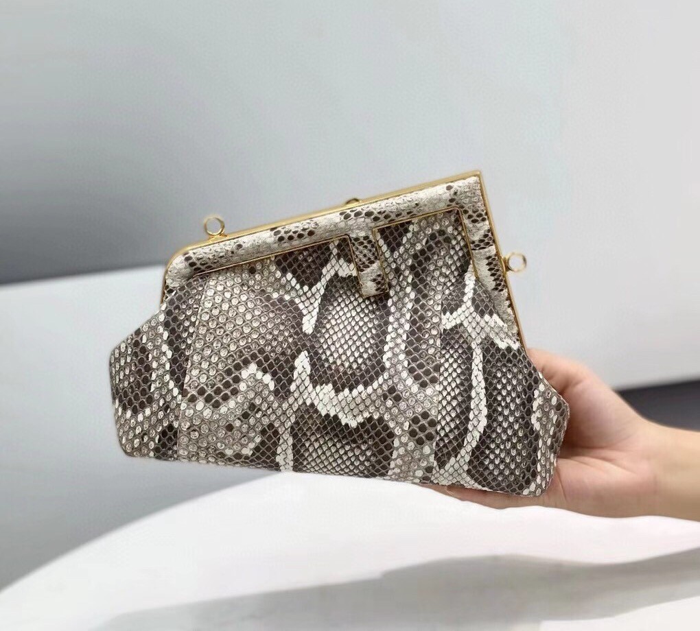F**di small first bag in natural python leather