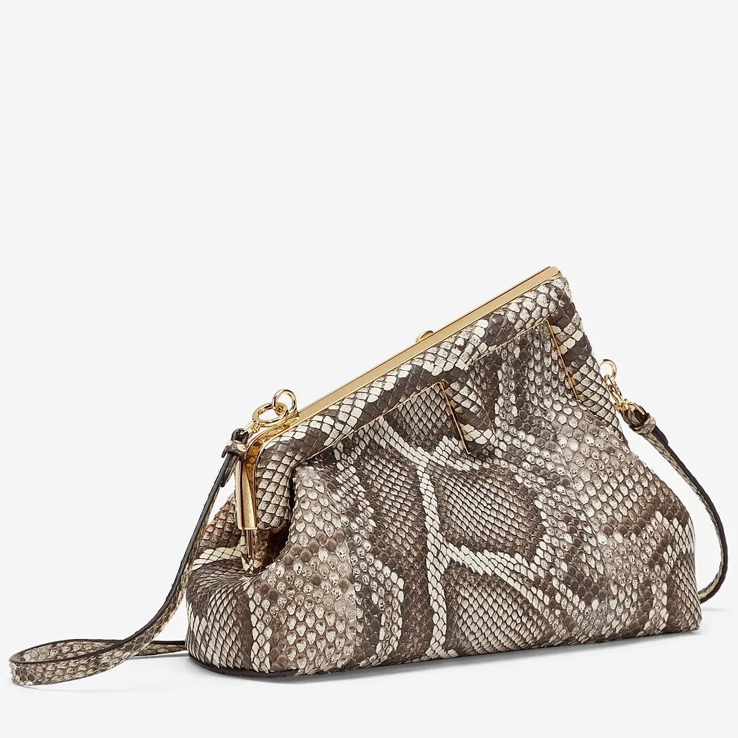 F**di small first bag in natural python leather