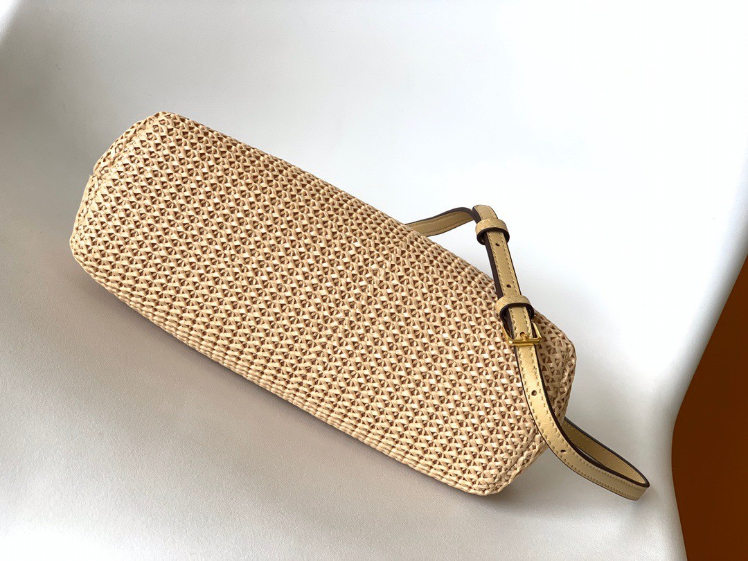 F**di first small bag in beige raffia macrame