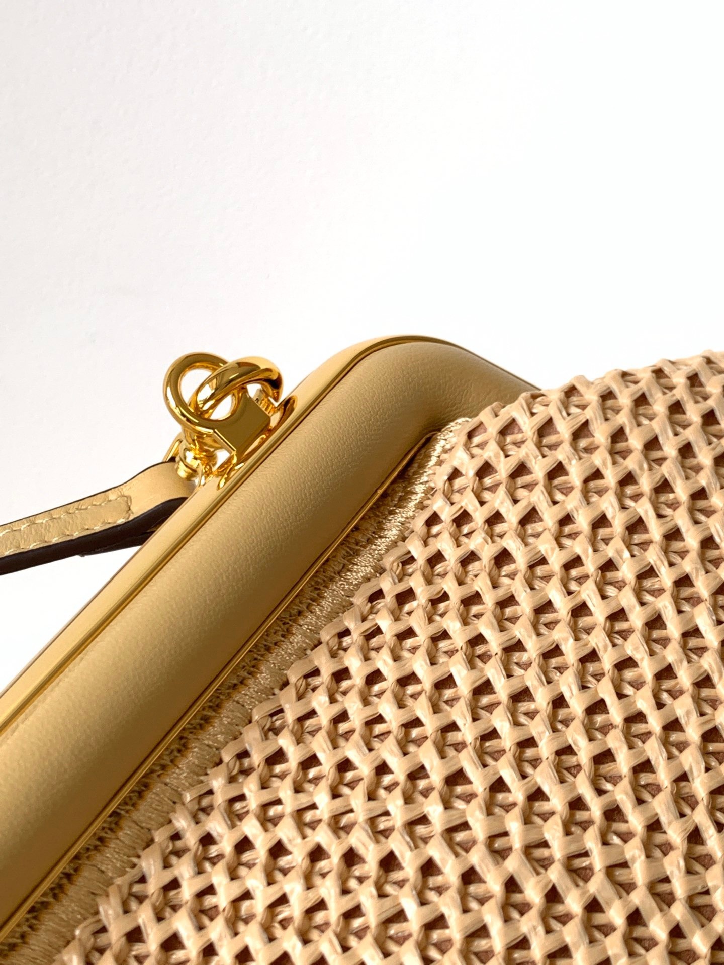 F**di first small bag in beige raffia macrame
