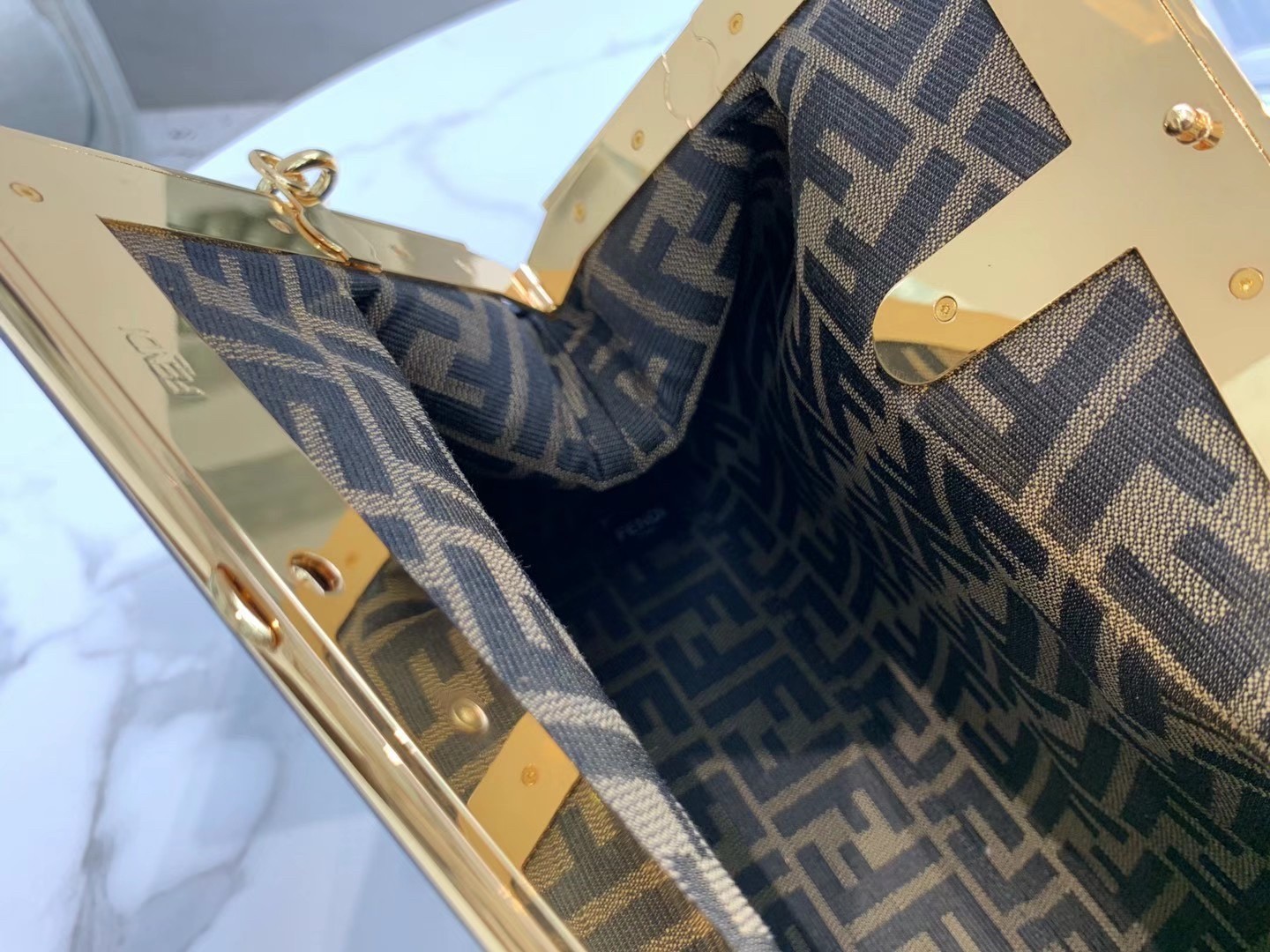 F**di first medium bag in beige nappa leather