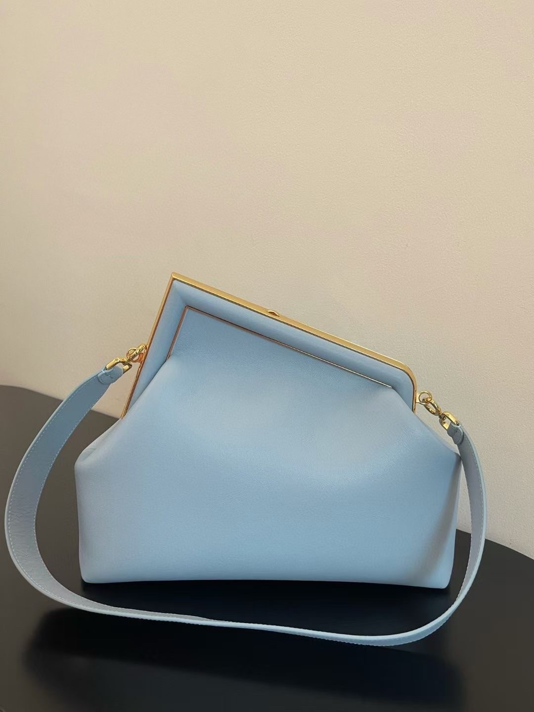 F**di medium first bag in light blue nappa leather