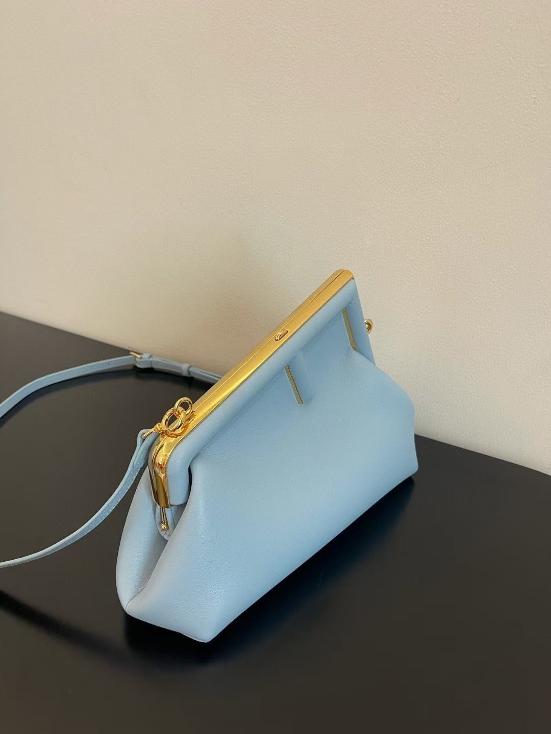 F**di medium first bag in light blue nappa leather