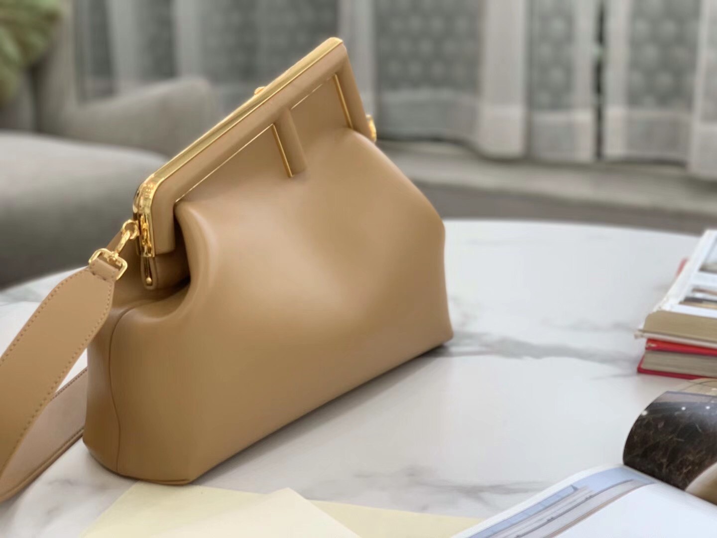 F**di medium first bag in pink nappa leather