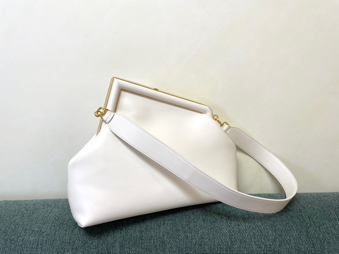 F**di first medium bag in white nappa leather