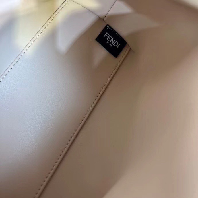 F**di medium first bag in beige flannel embroidery